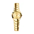 Gold quartz women watch elegant stainless steel luxury wristwatch with date display and diamonds. - Gold