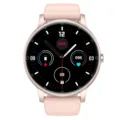 Reloj inteligente redondo rosa con correa de silicona, monitor de frecuencia cardíaca y llamadas. - Rosa