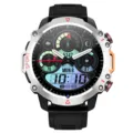5G rugged round smartwatch with GPS, heart rate monitor, android phone watch and pedometer. - Silver
