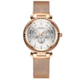 Stunning rose gold women's quartz watch featuring a magnetic mesh strap and elegant dial design. - Rose Gold White Dial