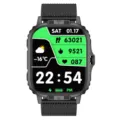 Reloj inteligente negro resistente con correa de malla, monitor de actividad y pantalla. - Malla Magnética Negra