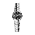 Women quartz watch silver metal strap black dial luxury minimalist wristwatch fashion accessories - Silver