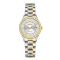 Two-tone stainless steel quartz women watch with calendar dial, elegant dress wristwatch. - Two-tone (Gold & Silver)