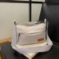 Unisex grey multi-layer canvas crossbody bag simple casual daily shoulder bag for travel - Gray