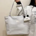 Casual solid color tote bag for women, large capacity shoulder bag for daily commute and school. - Blue