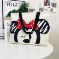 Cute Minnie Mouse canvas tote bag for women, stylish large capacity shoulder bag for daily use. - Polka Dot Bow Girl