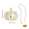 Adorno colgante de calabaza de Halloween de madera pieza artesanal en blanco DIY con cuerda - Estilo B / 1 Pieza/Pack