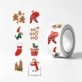 Weihnachtsaufkleber Rolle Details mit Weihnachtsmann Lebkuchenmann und festlichen Motiven. - Feiertag Mischung Elemente Stil (C) / 500 Stück/Packung / Buchstabe C
