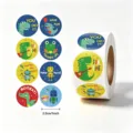 Cute cartoon dinosaur robot reward stickers roll for kids classroom motivation 500pcs - Dinosaur And Robot (A-210) / 500 Pieces/Pack