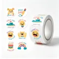 Cute cartoon animal reward sticker roll for kids classroom motivation, 500 sheets per roll. - Mixed Animals (ZK-180) / 500 Pieces/Pack