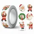 Rotolo di adesivi natalizi Babbo Natale 500pz etichette sigillo regalo vintage 1 pollice - Lettera F