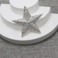 Détail de broche étoile en strass scintillant, élégant accessoire de revers en métal argenté. - Argent