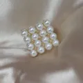Bague ouverte élégante en perles géométriques, design stylé et ajustable pour femmes. - Ouvert Ajustable / Carré