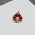 Broche pin coeur pique email rouge perle vintage badge de col pour vetement chapeau - Cœur Rouge