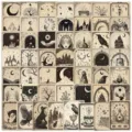 Vintage gothische Tarot Kunst Sticker 50 Stueck wasserdichte aesthetische Decals fuer Koffer - 50 Stück/Packung