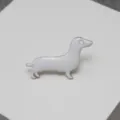 Mignonne broche épingle teckel en émail blanc pour vêtements chapeaux sacs accessoires - Blanc