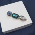 Pince à cheveux strass colorés mariée barrette cristal accessoire scintillant détail - Vert