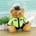 Police teddy bear plush toy cute traffic police uniform stuffed animal gift for kids - 20cm / Fluorescent Green Traffic Police