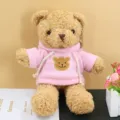 Cute teddy bear plush toy wearing pink hoodie, soft stuffed animal doll for kids gift. - 30 cm / Pink Hoodie Style