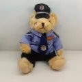 Cute police teddy bear plush toy wearing uniform, soft stuffed animal doll for kids gift. - 25cm / 6