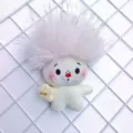 Fluffy hair plush doll pendant cute cartoon bag charm kawaii toy keychain accessory - Pink White