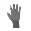 Grey Fingerless Anti-Slip Work Gloves Breathable Knit Safety Driver Gloves Pair - Two-Fingerless Dispensing Style / 6 Pairs/Pack / Gray