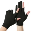 Black fingerless compression gloves, open finger arthritis support gloves for typing daily. - Two-Fingerless Non-Dispensing Style / 6 Pairs/Pack / Black