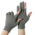 Grey compression fingerless gloves variant, breathable fabric design for daily hand support. - Two-Fingerless Non-Dispensing Style / 6 Pairs/Pack / Gray