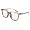 Détail en gros plan de lunettes optiques élégantes à monture carrée transparente anti-lumière - Gris Transparent / Anti-Lumière Bleue Photochromique - Sans Correction