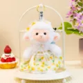 Cute plush sheep doll pendant with yellow dress, soft stuffed animal toy for kids and bags. - Cherry Yellow Little Lamb
