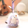 Close-up view of a cute plush hedgehog keychain with fluffy purple design details. - 13cm / Purple