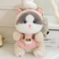 Adorable poupée en peluche chat cuisinier avec tablier rayé, porte-clés animal en peluche. - Chat Ragdoll