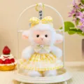 Cute yellow plaid sheep plush toy doll keychain soft stuffed animal decorative pendant gift - Yellow Bow Little Lamb