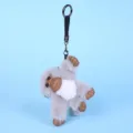 Cute plush ape bag charm and fluffy keychain, soft stuffed animal pendant accessory for women. - Gray