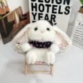 Cute long-eared rabbit plush toy keychain, fluffy bag pendant and lovely doll gift. - 13cm / White