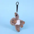 Cute plush orangutan keychain bag charm, soft stuffed animal keyring pendant for women. - Khaki