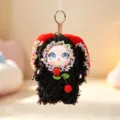 Cute curly rabbit plush doll bag pendant, soft toy accessory for lovely daily styling. - Black Cherry