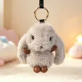 Fluffy Lop-Eared Rabbit Plush Keychain Cute Animal Bag Pendant Toy Fluffy Doll Ornament - Gray