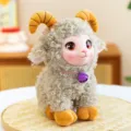Cute fluffy sheep plush toy stuffed animal lamb doll with bell for kids birthday gift. - 18cm / Standing Light Brown