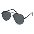 Vue détaillée de lunettes de soleil aviateur en métal noir avec verres sombres. - Monture Noire Verres Noir Gris