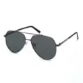Détail de lunettes de soleil polarisées pilote en métal haut de gamme, verres foncés. - Monture Gris Fusil Verres Gris Noir