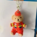 Firefighter teddy bear plush keychain, cute uniform toy accessory close-up detail. - 15cm Pendant / Pendant 2
