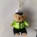 Traffic police teddy bear plush toy keychain detail, cute uniform design bag accessory. - 15cm Pendant / Pendant 3