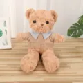 Cute plush teddy bear toy wearing a stylish knit sweater with plaid collar, soft gift. - Purl Sweater Bear / 30cm