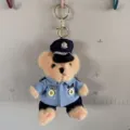 Cute police teddy bear plush keychain, soft stuffed animal toy with officer uniform. - Police Bear Keychain Pendant