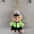Police bear plush toy keychain, cute traffic police uniform design backpack pendant gift. - Traffic Police Bear Keychain