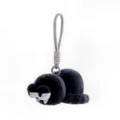 Cute black plush bug keychain, soft stuffed animal pendant for bags and keys, kawaii style. - Spider