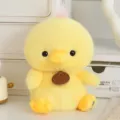Cute yellow plush chick toy with fluffy pink hair and cute sitting design for kids. - 17cm / Yellow Duck