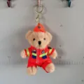 Plush teddy bear keychain doll wearing firefighter uniform with metal ring, cute toy gift. - Firefighter Bear Pendant