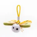 Cute insect plush keychain, fluffy stuffed bee butterfly bag charm for backpacks and keys. - Moth